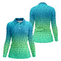 Stick Figure Couple Ombre Fun Womens Golf Shirts, Unique Gift For Golfer, Ladies Golf Polos