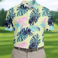Tropical Palm Leaves Golf Tops For Men, Mens Golf Polo Shirts, Unique Gift For Golfer, Golfing Apparel