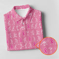 FREE SOCKS Funny Stick Figure Womens Golf Shirt, Breast Cancer Awareness Shirt, Pink Golf Shirt, Ladies Golf Shirt