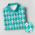 Ovarian Cancer Teal Argyle Men's Golf Polo Shirt, Ovarian Cancer Awareness Shirt, Golf Gift For Men