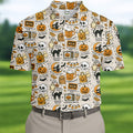 Spooky Witches, Spooky Cat, Cute Halloween T-Shirts, Mens Golf Polo Shirts, Golfing Apparel