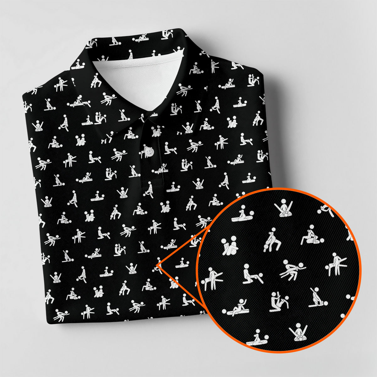 Funny Stick Figure Black And White Men's Golf Polo Shirt, Funny Position Golf Polo, Fun Men Golf Shirts