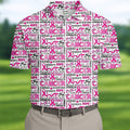 Pink Ribbon Breast Cancer Awareness Shirt, Golf Tops For Men, Hawaiian Golf Shirts, Golfing Apparel