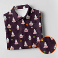 Cute Ghost Butt Halloween Pattern Golf Polo Shirt, Womens Golf Tops, Ladies Golf Shirts