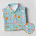 Tropical Cocktail Drinks Pattern Golf Shirt, Women’s Golf Apparel, Golf Tops For Women