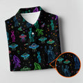 Neon Bigfoot Alien UFO Pattern Golf Polo Shirt, Men's Golf Shirt, Printed Golf Shirts