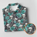Teal Rose Skull Gothic Pattern Golf Polo Shirt, Ladies Golf Shirt, Golf Polo For Women