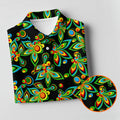 Black Colorful Floral Geometric Pattern Golf Shirt, Men's Golf Shirt, Golf Apparel For Men, Polo Shirts For Men
