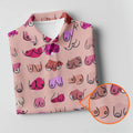 Pink Funny Boob Pattern Golf Polo Shirt, Men's Golf Shirts, Printed Golf Shirts