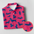 Funny Dachshund Pink And Navy Cute Golf Shirt, Men's Funny Golf Shirts, Golf Shirts For Men
