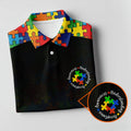 Acceptance Awareness Understanding Autism Awareness Puzzle Pattern Black Fade Golf Shirts For Men