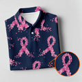 Pink Floral Ribbon Breast Cancer Awareness Polo Shirt, Ladies Golf Shirt, Performance Golf Shirt