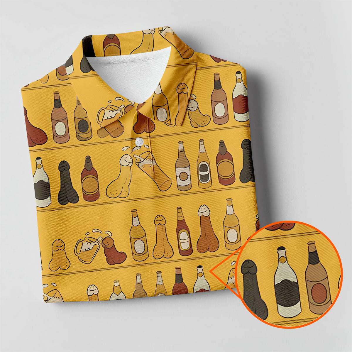 Funny Adult Party Bottle Pattern Golf Shirt, Polo Shirts For Men, Mens Golf Apparel