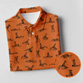 Orange And White Funny Skeleton Couple Golf Shirt, Halloween Gift Idea, Ladies Golf Shirts