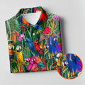 Tropical Colorful Parrots Rainforest Bird Print Golf Polo, Hawaiian Golf Shirt, Women's Golf Apparel