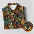 Colorful Sugar Skull Halloween Polo Shirt, Golf Shirts For Men, Golf Apparel For Men