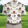 Equestrian Theme Mens Golf Polo Shirts, Unique Gift For Golfer, Golf Accessories For Men
