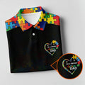 I'm A Proud Autism Dad Autism Awareness Puzzle Pattern Black Fade Golf Shirts For Men, Golf Gifts For Dad