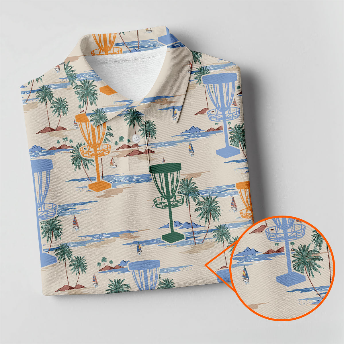 Beach Disc Golf Basket Pattern Polo Shirt, Hawaiian Golf Shirt, Golf Polo Shirts For Men