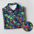 Colorful Zombie Head Pattern Halloween Golf Polo Shirt, Mens Golf Polo, Golf Shirts For Men