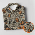 Vintage Pumpkin Skull Halloween Golf Shirt, Golf Shirts For Men, Golf Apparel For Men