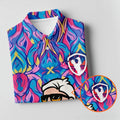 Colorful Psychedelic Santa Golfer Print Women's Golf Tops, Women’s Golf Apparel, Golf Polo For Women