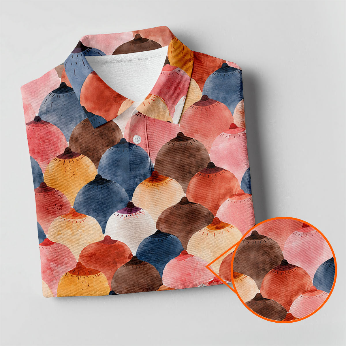 Colorful Watercolor Shell Pattern Golf Shirt, Golf Shirts For Men, Men's Golf Shirt, Polo Shirts For Men
