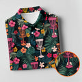 Dark Tropical Disc Golf Basket Polo Shirt, Printed Golf Shirts, Golf Apparel For Men