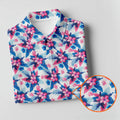 Pink Blue Tropical Floral Hawaiian Golf Shirt, Vibrant Color Golf Shirts For Men