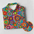 Colorful Abstract Circle Pattern Polo Shirt, Printed Golf Shirts, Hawaiian Golf Shirt, Mens Polo Shirts