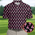 Pink Ribbon Pattern Breast Cancer Polo Shirt, Men's Golf Shirt, Mens Golf Apparel