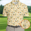 Retro Cocktail Drinks Pattern Golf Polo Shirt, Golf Polo Shirts For Men, Mens Golf Apparel
