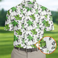 Green Cocktail Splash Pattern Golf Shirt, Mens Golf Shirts, Hawaiian Golf Shirt, Golf Polo Shirts For Men