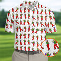 Colorful Dancing Character Pattern Polo Shirt, Hawaiian Golf Shirt, Mens Golf Apparel