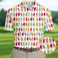 Colorful Ice Cream Pattern Golf Polo Shirt, Men's Golf Shirt, Golf Apparel For Men