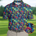 Colorful Zombie Head Pattern Halloween Golf Polo Shirt, Mens Golf Polo, Golf Shirts For Men