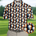 Retro Alien Head Pattern Golf Shirt, Men’s Golf Shirt, Golf Polo Shirts For Men