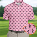 Funny Middle Finger Pink Men's Golf Shirt, Breast Cancer Golf Shirt, Fun Golf Shirts For Men