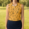 Goose Halloween, Doodle Pattern, Yellow Golf Shirt, Sleeveless Womens Golf Shirts, Women Golf Top, Ladies Golf Shirts