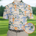 Beach Disc Golf Basket Pattern Polo Shirt, Hawaiian Golf Shirt, Golf Polo Shirts For Men