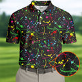 Neon Paint Splatter Pattern Hawaiian Golf Shirt, Golf Shirts For Men, Polo Shirts For Men