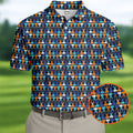 Funny Scissors Pattern Golf Polo Shirt, Golf Polo Shirts For Men, Mens Golf Apparel