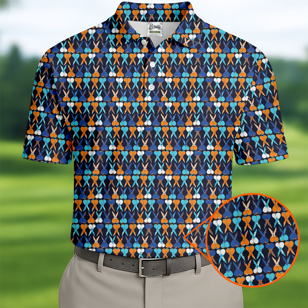 Funny Scissors Pattern Golf Polo Shirt, Golf Polo Shirts For Men, Mens Golf Apparel