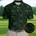 Dinosaurs In The Forest Deep Forest Green Hawaiian Golf Shirt, Polo Shirts For Men