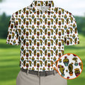 Funny Potted Cactus Pattern Men's Golf Polo Shirt, Adult Humor Golf Apparel For Men, Printed Golf Shirts