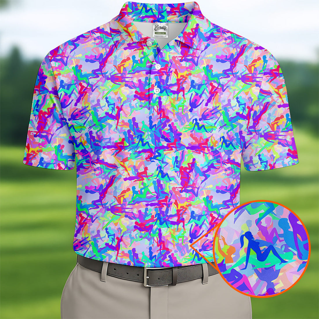 Funny Couple Purple Neon Golf Tops For Men, Unique Gift For Golfer, Men's Golf Polo