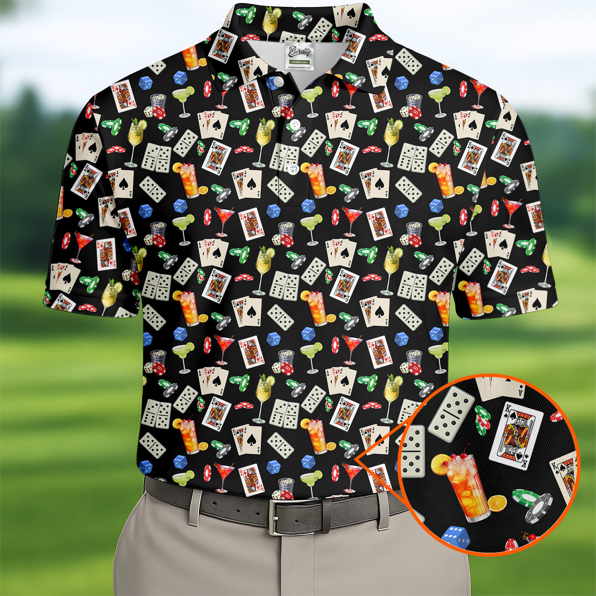 Slot Machine Lucky Shirt, Fun Men's Golf Polos, Hawaiian Golf Shirts, Golfing Apparel