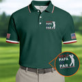 Green Best Papa By Par Embroidered Golf Polo Shirt, Golf Shirts For Men, Printed Golf Shirts