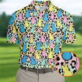 Pastel Easter Bunny Leopard Print Polo Shirt, Mens Golf Apparel, Hawaiian Golf Shirt, Printed Golf Shirts