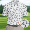 White Funny Skeleton Adult Position Golf Shirt, Halloween Gift Idea, Fun Golf Shirts For Men, Polo For Men